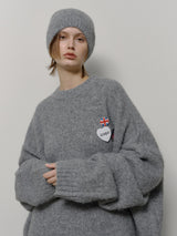 BEANIE SET OVERSIZED KNIT (GREY)