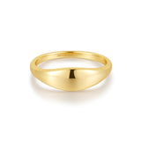 Dome Plain 925 Silver + 14k gold plating Ring R058-05G