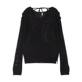2-Way Damage Knit Long Sleeve (Black) F25QB089