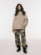 COLLAR FUR JACKET BEIGE