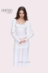 Anna lace cardigan training three-piece set (Sleeveless cardigan, pants)