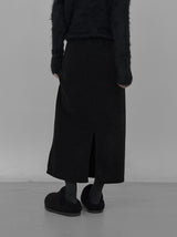 Tet suede slit long skirt
