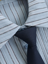 Striped Short-Sleeve Shirt with Tie