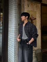 Enter checkered cropped shirt