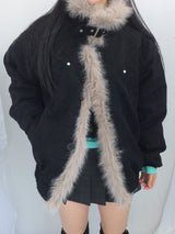 Milkfur high neck suede jumper