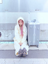 Ribbon bunny hood zip-up (soft yellow)
