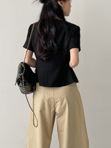 Twill Glass Boat Neck Jacket
