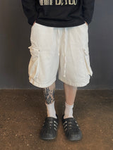 White Cargo Bermuda Pants