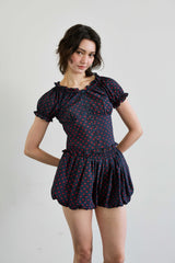 MINI HEART TWO WAY BLOUSE / NAVY