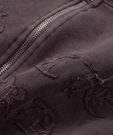 No.0998 pigment embro hood zip-up