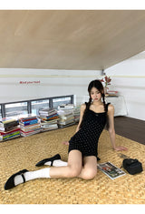 Black Cutie Hip Dot Mini Dress