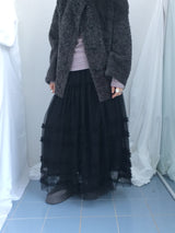 Cloud chiffon frill long skirt