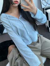 SEMI SEE THROUGH BOUCLE フーディーカーディガン 🩵🩶🖤🧸4COLOR