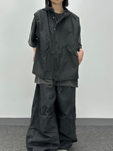 button hooded vest