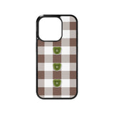 【MADE】テディ ボタン チェック チョコレート アイフォン ケース [Glossy Glass/Basic] ｜Acrylic attachment case
