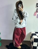 フリース❤トラックライン3ラインロングパンツ ❤🖤🤍💙🩶5COLOR