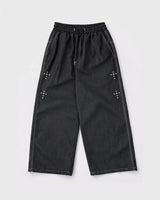 Bone Cross Stud Wide Denim Pants