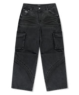 ワイドカーゴデニムパンツ (BLACK)
