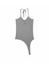 Henley Stripe Halter Tie Lyocell Sleeveless Top