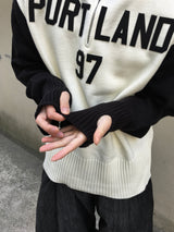 ポートランド 97 カラーブロックニットジップアップ 2C
