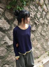 [BAONHAUS] ルーヴェン ストライプ カラーマッチング ロングスリーブ Tシャツ