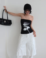 Two-block layered string wide pants