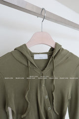 フード斜めスナップボタンラップTシャツ