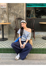 Control off-shoulder loose fit short-sleeved T-shirt