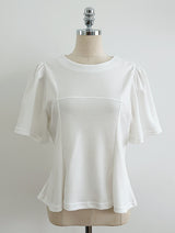モアング カット パフ フレア Tシャツ