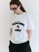 メゾン ド ロラ エンブロイダリー ルーズフィット Tシャツ ホワイト