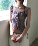 clarity off ruffle & chiffon blouse