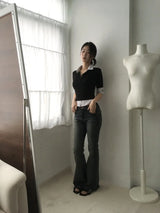 Pintuck Collar 3/4 Tee