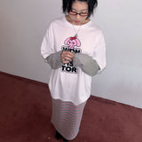 プリントロゴレイヤードフリル長袖Tシャツ  [2 color]