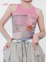 Mesh&printed Vest