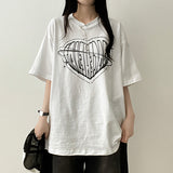 フェイスハートボクシーフィット半袖Tシャツ