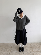 v neck loose knit top