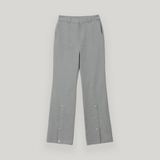 Gray Slit Snap Long Pants