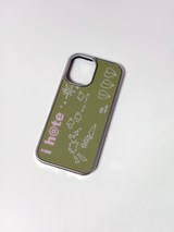 i hate glass silver bumper phone case (olive)