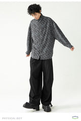 'Butterfly Shadows' Batwing Sleeve Stand Collar Zipper Shirt