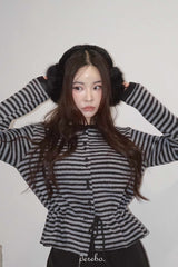 リズ ナッピング ストライプ ストラップ Tシャツ