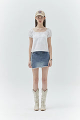 KIRSH PLAIN SEMI WIDE DENIM SKIRT PANTS - LIGHT BLUE 