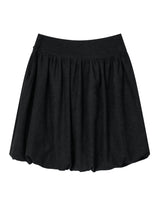 ボタン パンプキン ミディ スカート(BLACK)