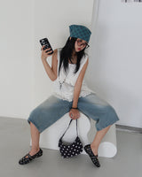 [UNISEX] チェック柄リネンスクエアスカーフ