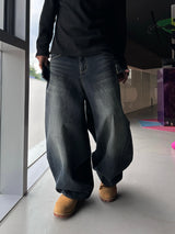 Stand Cat Balloon Denim Pants