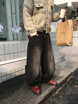 No.1538 A pocket wide black denim PT