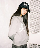 Skull Star Angel Hoodie Zip-up - Grey