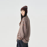 TopBasics カラースリムストライプ長袖Tシャツ