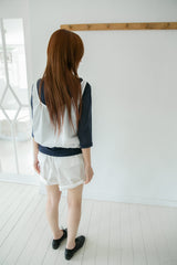 button shirring square neck sleeveless top(2colors)