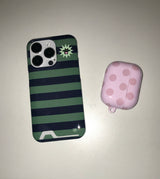 プランターストライプカードポケットスマホケースピンク