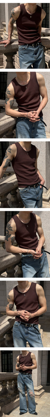 [S/S] High ribbed logo sleeveless(6color)